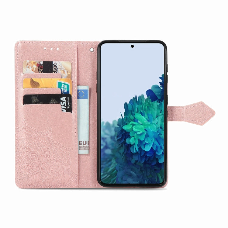 For Samsung Galaxy S22 5G Mandala Flower Embossed Horizontal Flip Leather Case with Holder & Card Slots & Wallet & Lanyard