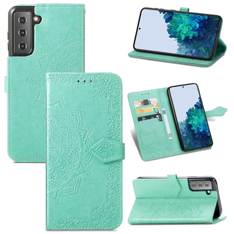 For Samsung Galaxy S22+ 5G Mandala Flower Embossed Horizontal Flip Leather Case with Holder & Card Slots & Wallet & Lanyard