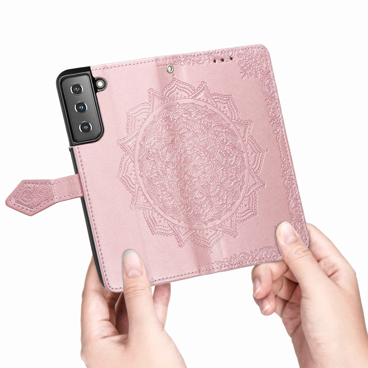 For Samsung Galaxy S22+ 5G Mandala Flower Embossed Horizontal Flip Leather Case with Holder & Card Slots & Wallet & Lanyard