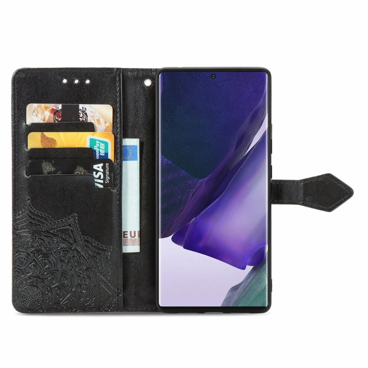 For Samsung Galaxy S22 Ultra 5G Mandala Flower Embossed Horizontal Flip Leather Case with Holder & Card Slots & Wallet & Lanyard