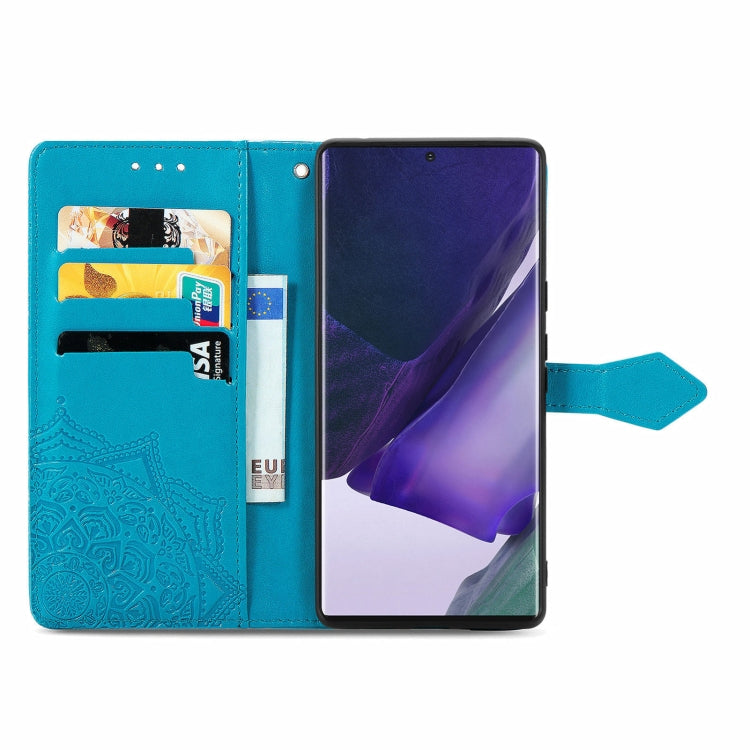 For Samsung Galaxy S22 Ultra 5G Mandala Flower Embossed Horizontal Flip Leather Case with Holder & Card Slots & Wallet & Lanyard