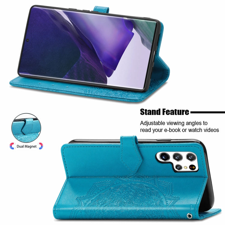 For Samsung Galaxy S22 Ultra 5G Mandala Flower Embossed Horizontal Flip Leather Case with Holder & Card Slots & Wallet & Lanyard