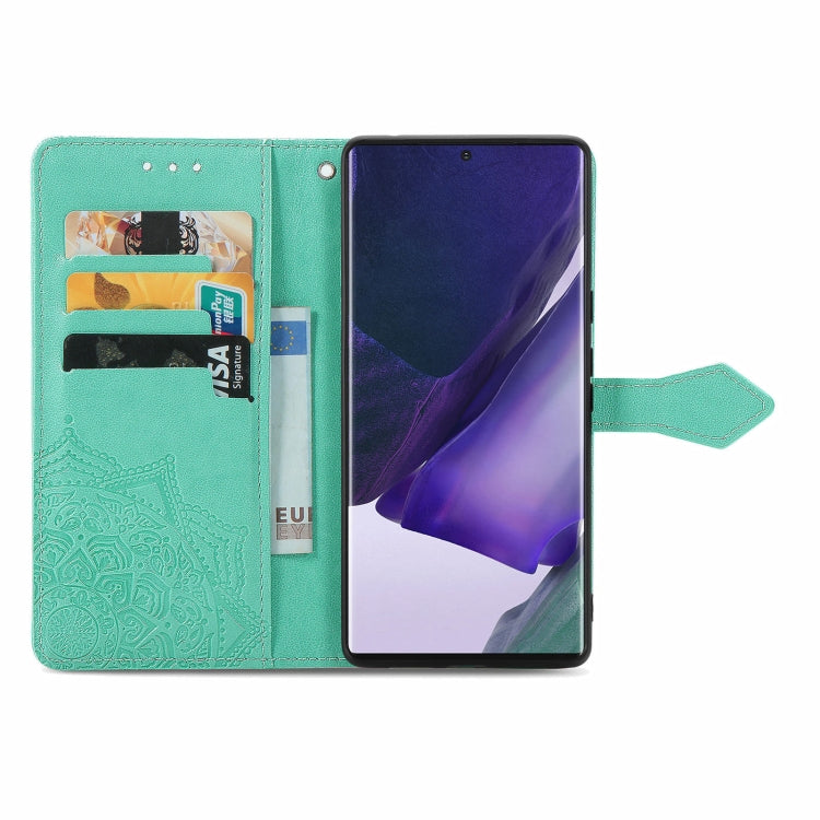 For Samsung Galaxy S22 Ultra 5G Mandala Flower Embossed Horizontal Flip Leather Case with Holder & Card Slots & Wallet & Lanyard
