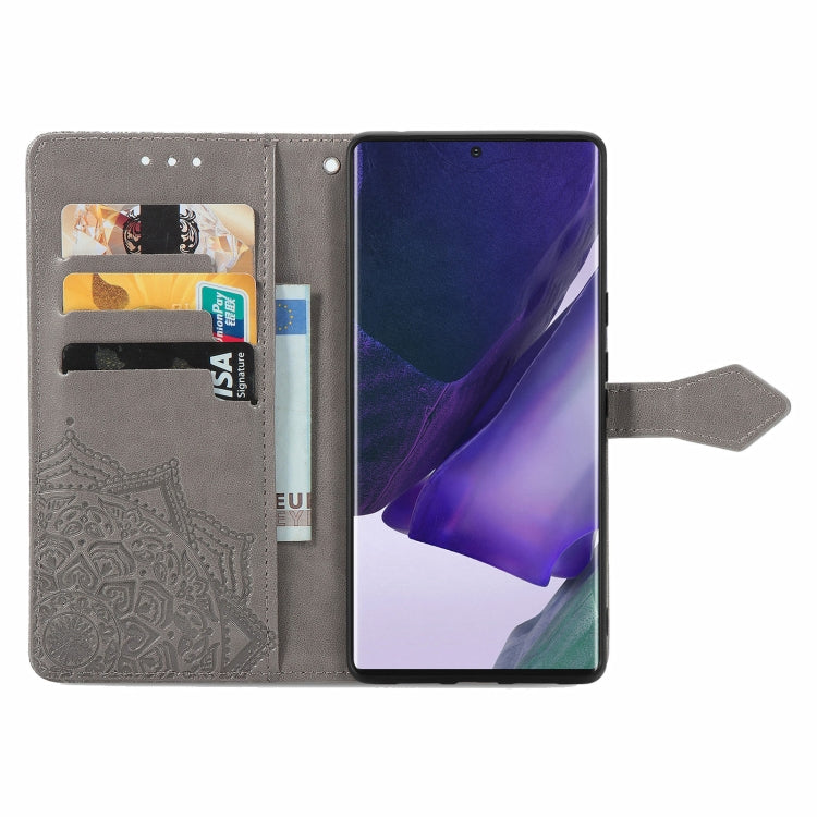 For Samsung Galaxy S22 Ultra 5G Mandala Flower Embossed Horizontal Flip Leather Case with Holder & Card Slots & Wallet & Lanyard