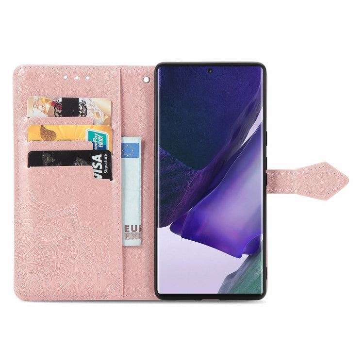 For Samsung Galaxy S22 Ultra 5G Mandala Flower Embossed Horizontal Flip Leather Case with Holder & Card Slots & Wallet & Lanyard
