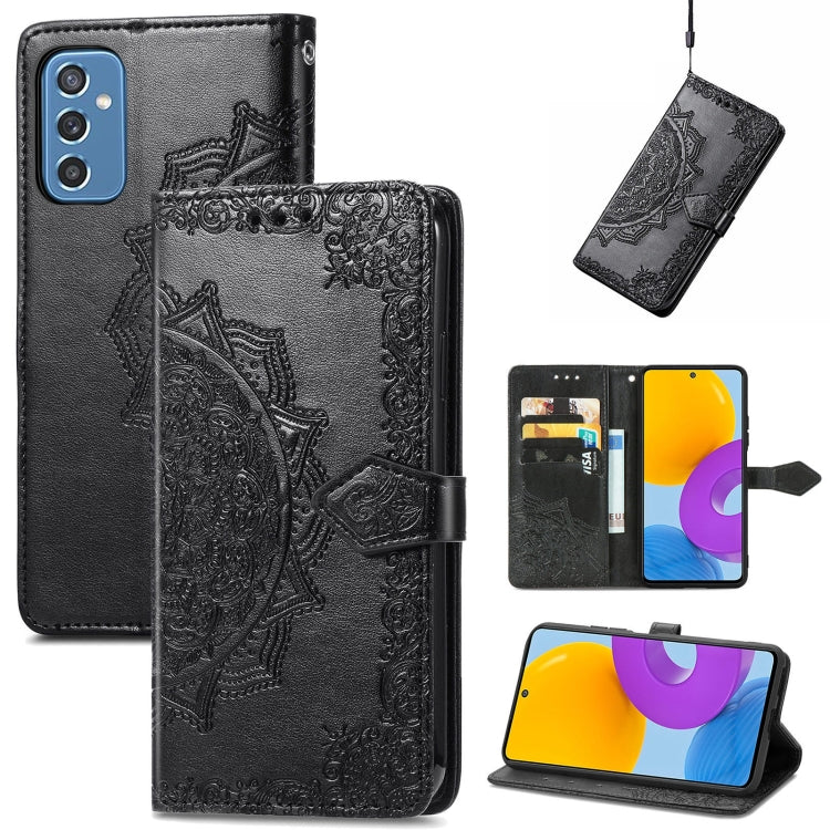 For Samsung Galaxy M52 5G Mandala Flower Embossed Horizontal Flip Leather Case with Holder & Card Slots & Wallet & Lanyard