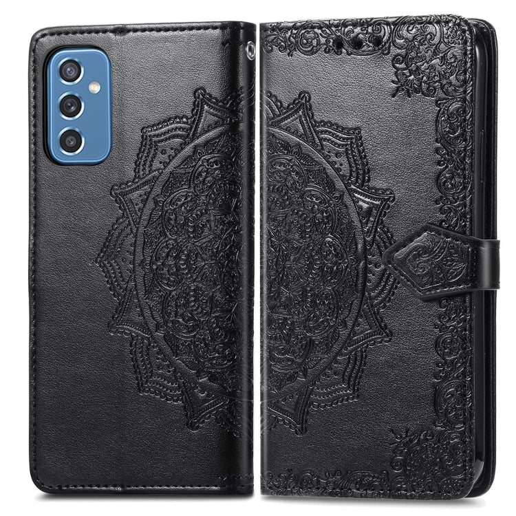For Samsung Galaxy M52 5G Mandala Flower Embossed Horizontal Flip Leather Case with Holder & Card Slots & Wallet & Lanyard