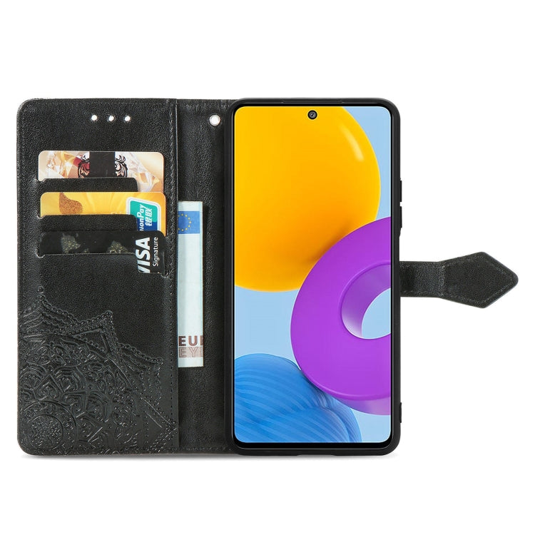 For Samsung Galaxy M52 5G Mandala Flower Embossed Horizontal Flip Leather Case with Holder & Card Slots & Wallet & Lanyard