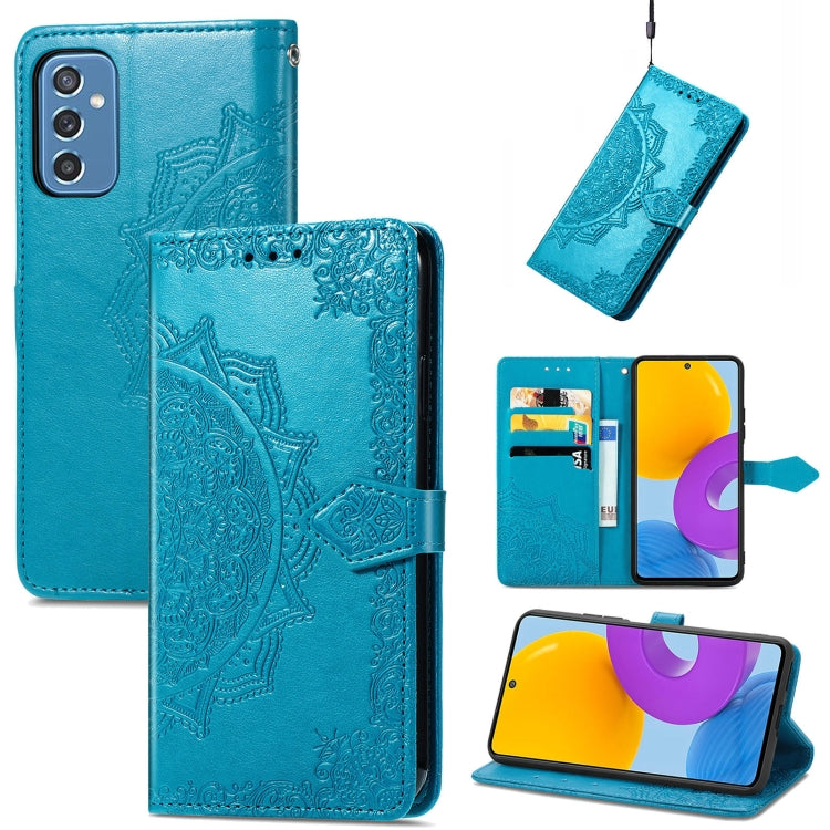 For Samsung Galaxy M52 5G Mandala Flower Embossed Horizontal Flip Leather Case with Holder & Card Slots & Wallet & Lanyard