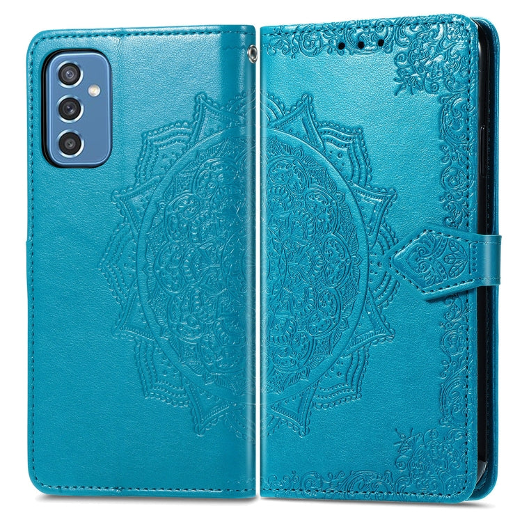 For Samsung Galaxy M52 5G Mandala Flower Embossed Horizontal Flip Leather Case with Holder & Card Slots & Wallet & Lanyard