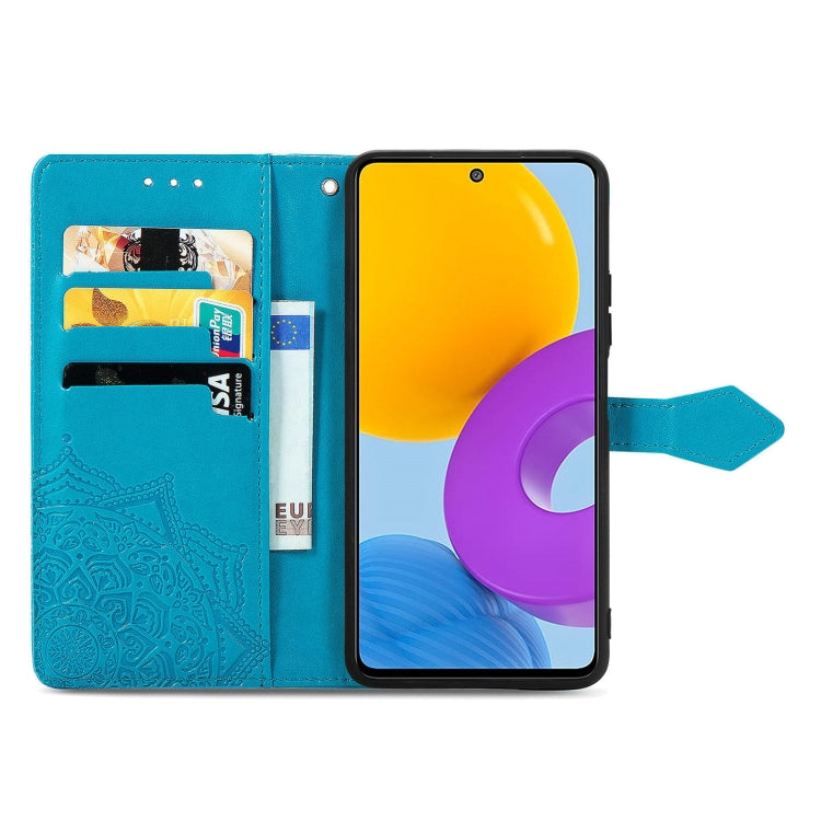 For Samsung Galaxy M52 5G Mandala Flower Embossed Horizontal Flip Leather Case with Holder & Card Slots & Wallet & Lanyard