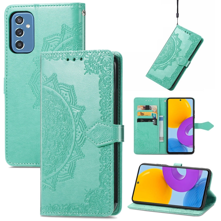 For Samsung Galaxy M52 5G Mandala Flower Embossed Horizontal Flip Leather Case with Holder & Card Slots & Wallet & Lanyard
