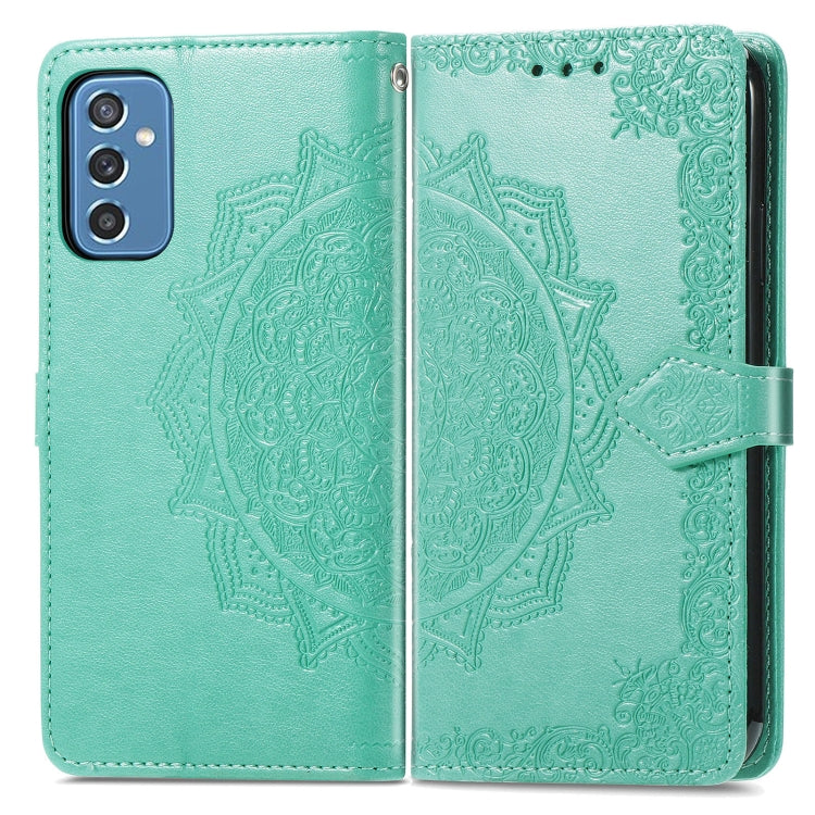 For Samsung Galaxy M52 5G Mandala Flower Embossed Horizontal Flip Leather Case with Holder & Card Slots & Wallet & Lanyard