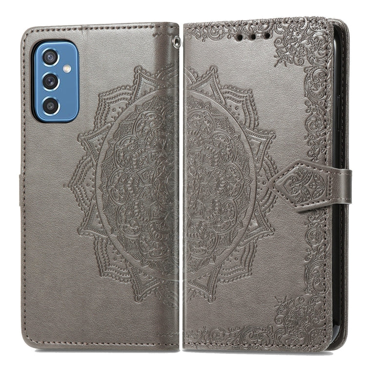 For Samsung Galaxy M52 5G Mandala Flower Embossed Horizontal Flip Leather Case with Holder & Card Slots & Wallet & Lanyard