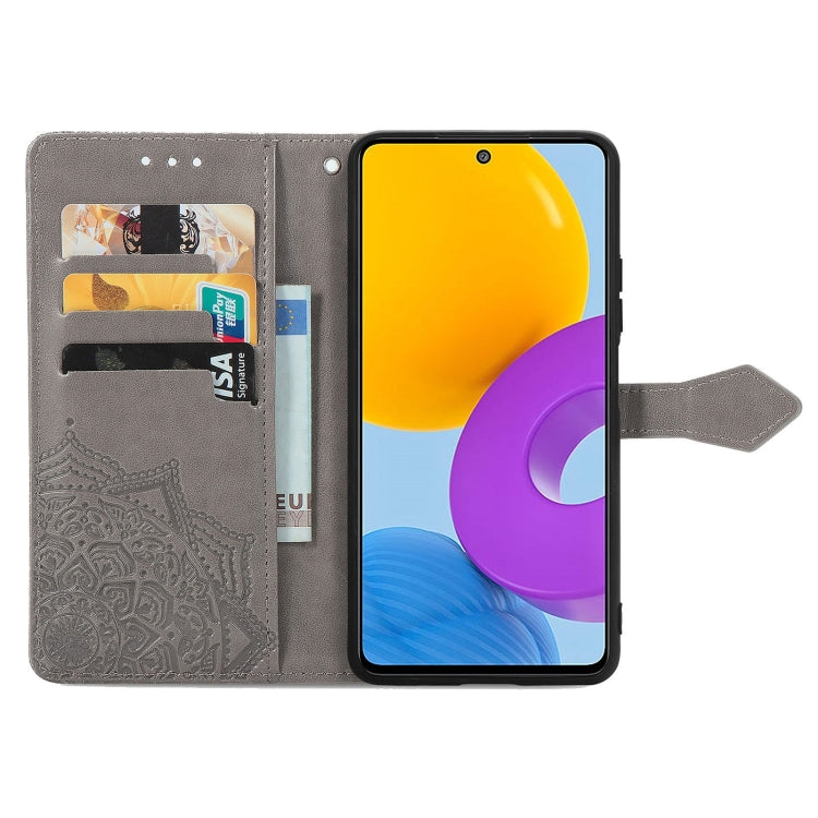 For Samsung Galaxy M52 5G Mandala Flower Embossed Horizontal Flip Leather Case with Holder & Card Slots & Wallet & Lanyard