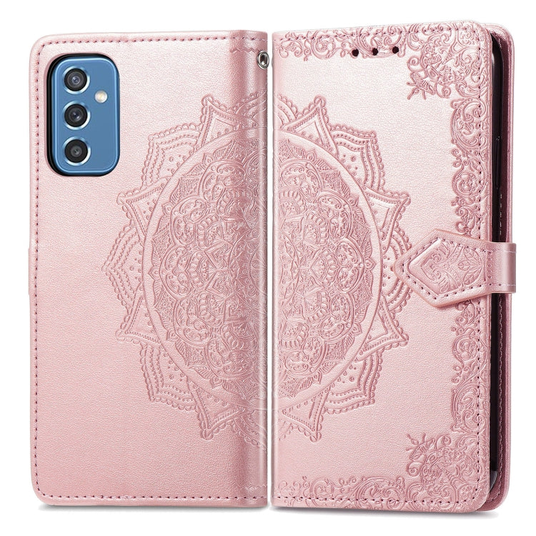 For Samsung Galaxy M52 5G Mandala Flower Embossed Horizontal Flip Leather Case with Holder & Card Slots & Wallet & Lanyard