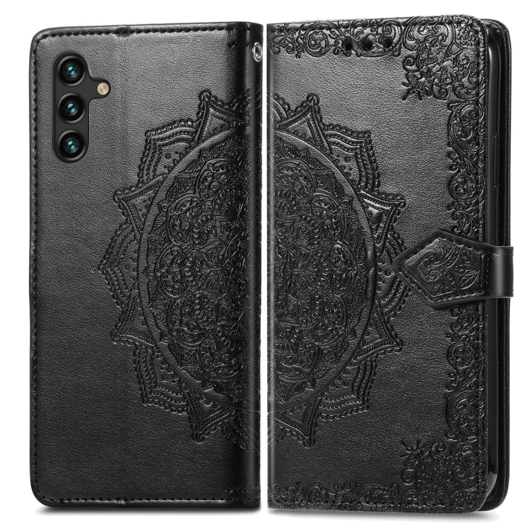 For Samsung Galaxy A13 5G Mandala Flower Embossed Horizontal Flip Leather Case with Holder & Card Slots & Wallet & Lanyard