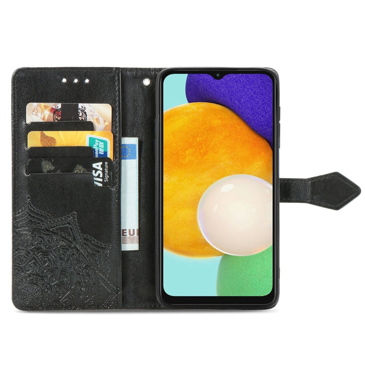 For Samsung Galaxy A13 5G Mandala Flower Embossed Horizontal Flip Leather Case with Holder & Card Slots & Wallet & Lanyard