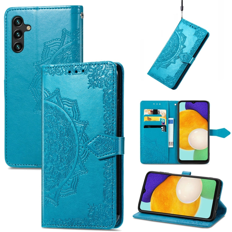 For Samsung Galaxy A13 5G Mandala Flower Embossed Horizontal Flip Leather Case with Holder & Card Slots & Wallet & Lanyard