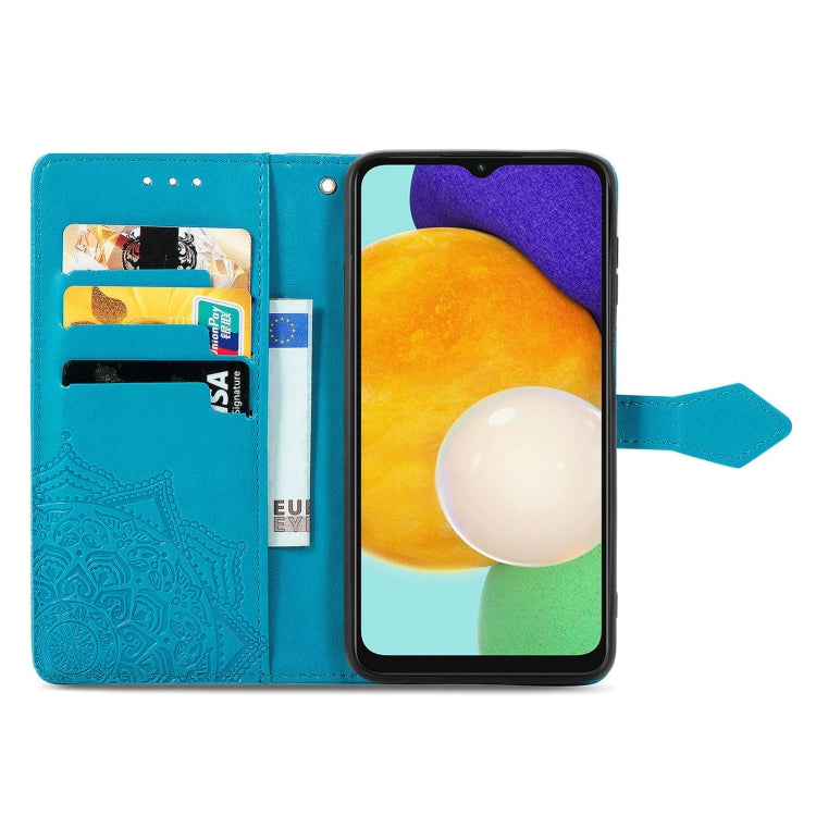For Samsung Galaxy A13 5G Mandala Flower Embossed Horizontal Flip Leather Case with Holder & Card Slots & Wallet & Lanyard