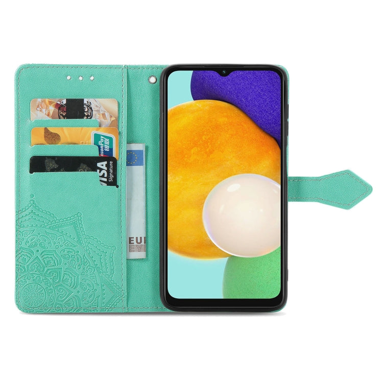 For Samsung Galaxy A13 5G Mandala Flower Embossed Horizontal Flip Leather Case with Holder & Card Slots & Wallet & Lanyard