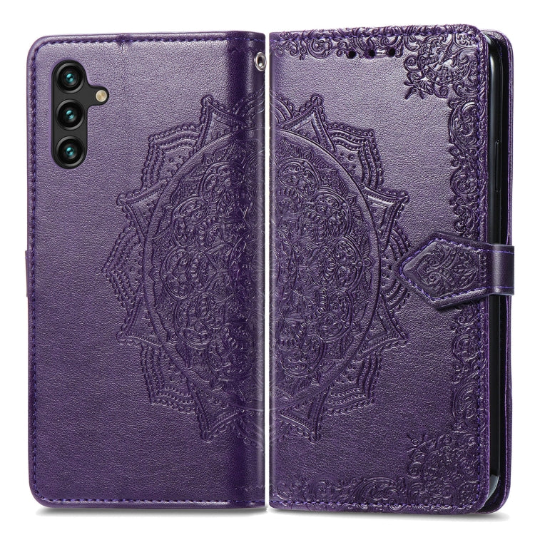 For Samsung Galaxy A13 5G Mandala Flower Embossed Horizontal Flip Leather Case with Holder & Card Slots & Wallet & Lanyard