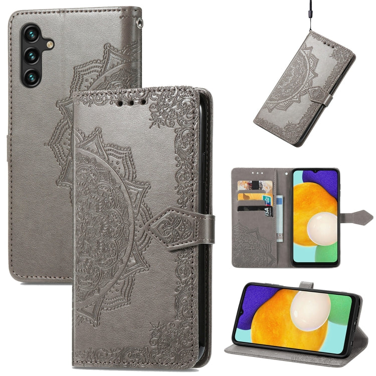 For Samsung Galaxy A13 5G Mandala Flower Embossed Horizontal Flip Leather Case with Holder & Card Slots & Wallet & Lanyard