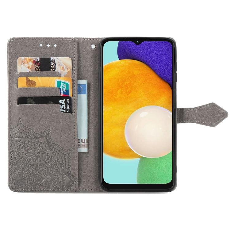 For Samsung Galaxy A13 5G Mandala Flower Embossed Horizontal Flip Leather Case with Holder & Card Slots & Wallet & Lanyard