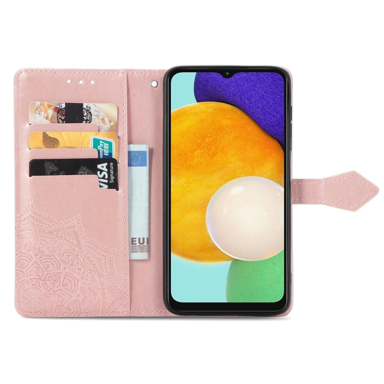 For Samsung Galaxy A13 5G Mandala Flower Embossed Horizontal Flip Leather Case with Holder & Card Slots & Wallet & Lanyard