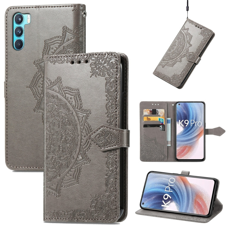 For OPPO  K9 Pro Mandala Flower Embossed Horizontal Flip Leather Case with Holder & Card Slots & Wallet & Lanyard