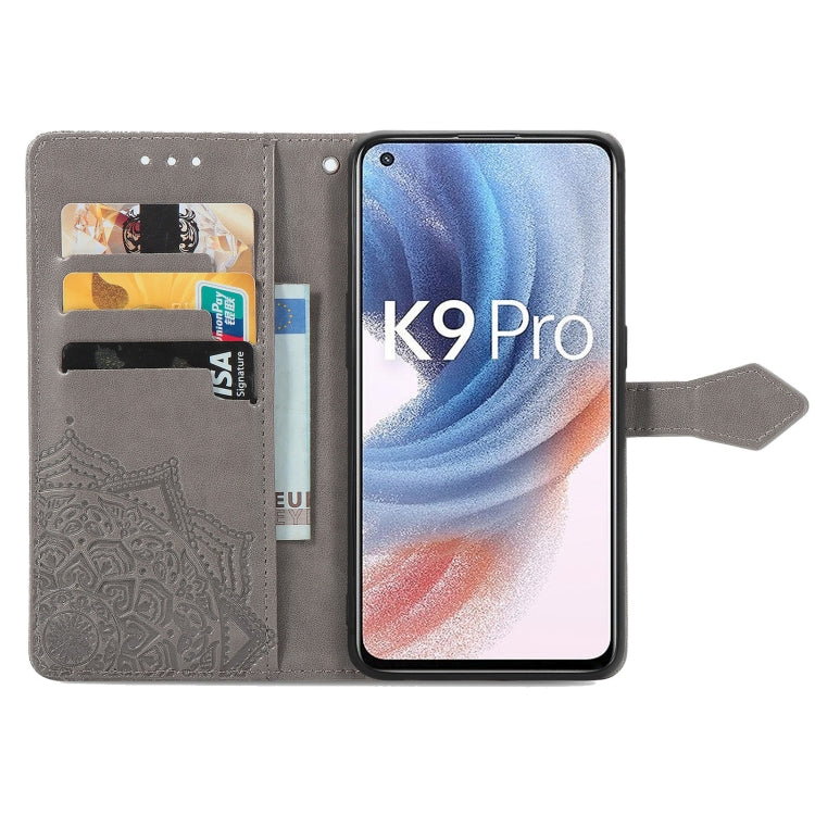 For OPPO  K9 Pro Mandala Flower Embossed Horizontal Flip Leather Case with Holder & Card Slots & Wallet & Lanyard