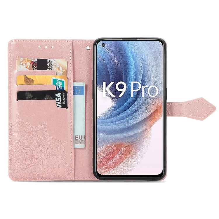 For OPPO  K9 Pro Mandala Flower Embossed Horizontal Flip Leather Case with Holder & Card Slots & Wallet & Lanyard