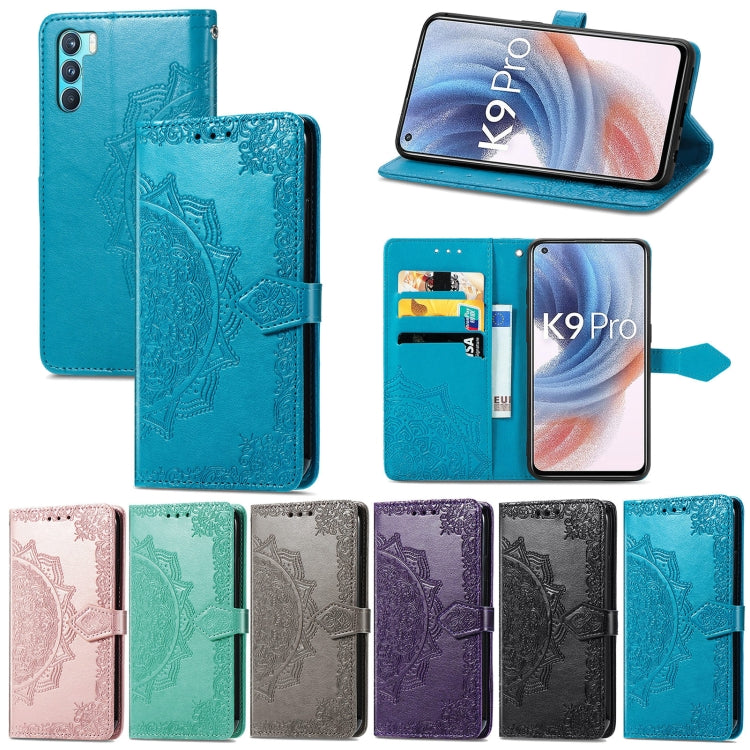 For OPPO  K9 Pro Mandala Flower Embossed Horizontal Flip Leather Case with Holder & Card Slots & Wallet & Lanyard