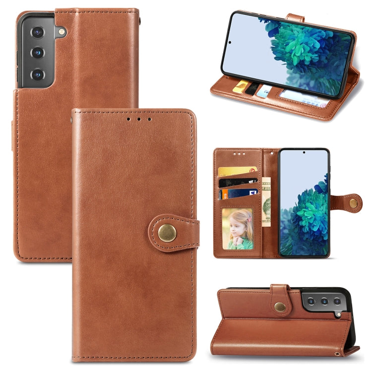 For Samsung Galaxy S22 5G Solid Color Leather Buckle Phone Case