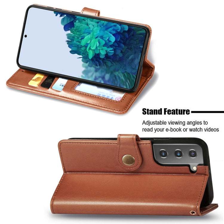 For Samsung Galaxy S22+ 5G Solid Color Leather Buckle Phone Case