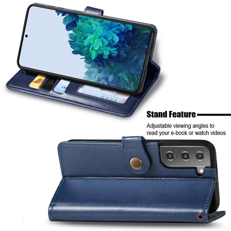 For Samsung Galaxy S22+ 5G Solid Color Leather Buckle Phone Case