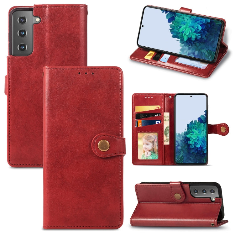 For Samsung Galaxy S22+ 5G Solid Color Leather Buckle Phone Case