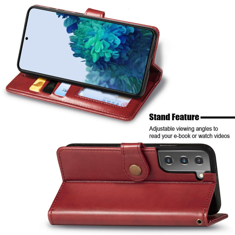 For Samsung Galaxy S22+ 5G Solid Color Leather Buckle Phone Case