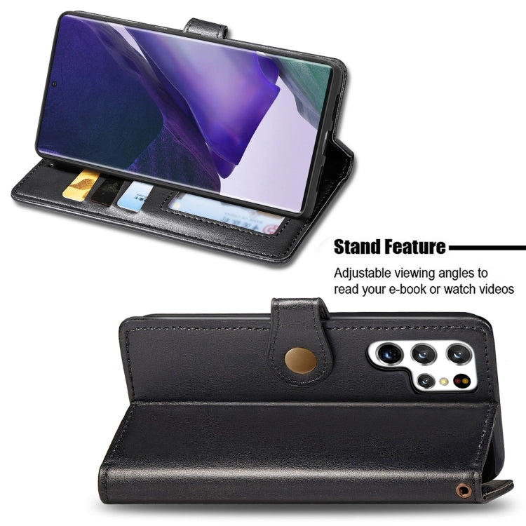 For Samsung Galaxy S22 Ultra 5G Solid Color Leather Buckle Phone Case