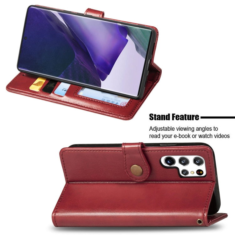 For Samsung Galaxy S22 Ultra 5G Solid Color Leather Buckle Phone Case