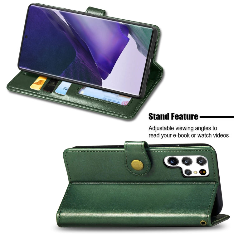 For Samsung Galaxy S22 Ultra 5G Solid Color Leather Buckle Phone Case