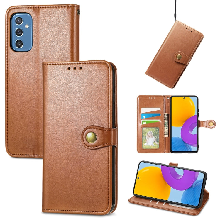 For Samsung Galaxy M52 5G Solid Color Leather Buckle Phone Case