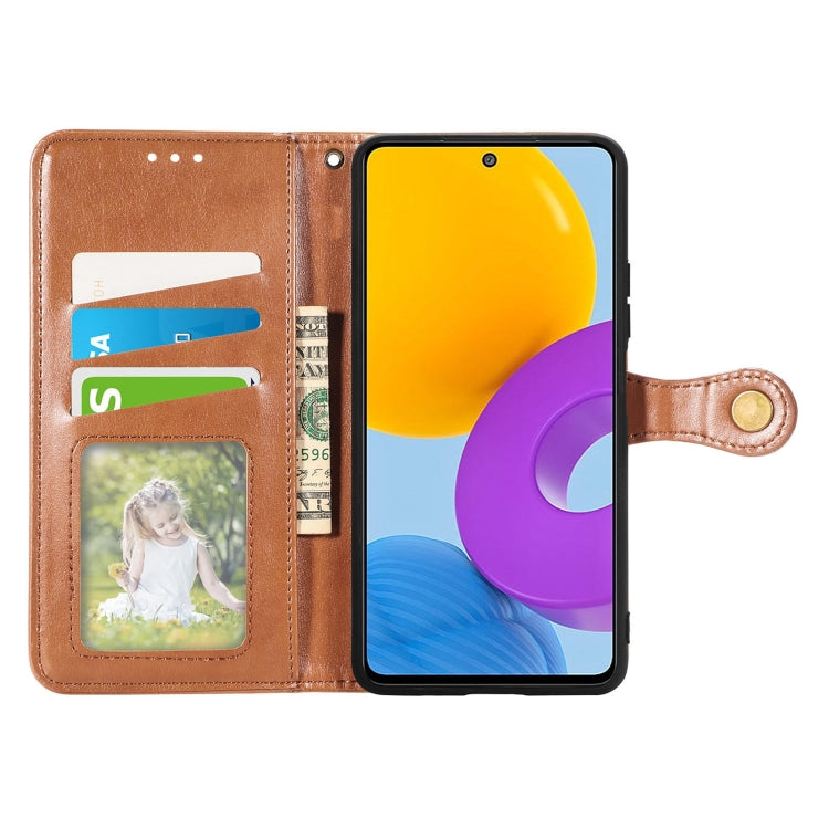 For Samsung Galaxy M52 5G Solid Color Leather Buckle Phone Case