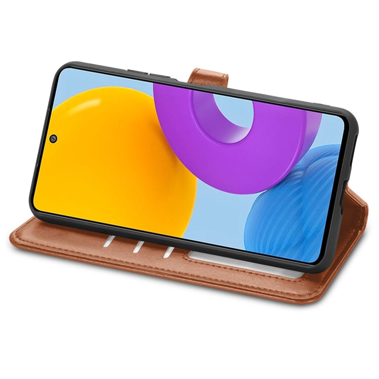 For Samsung Galaxy M52 5G Solid Color Leather Buckle Phone Case
