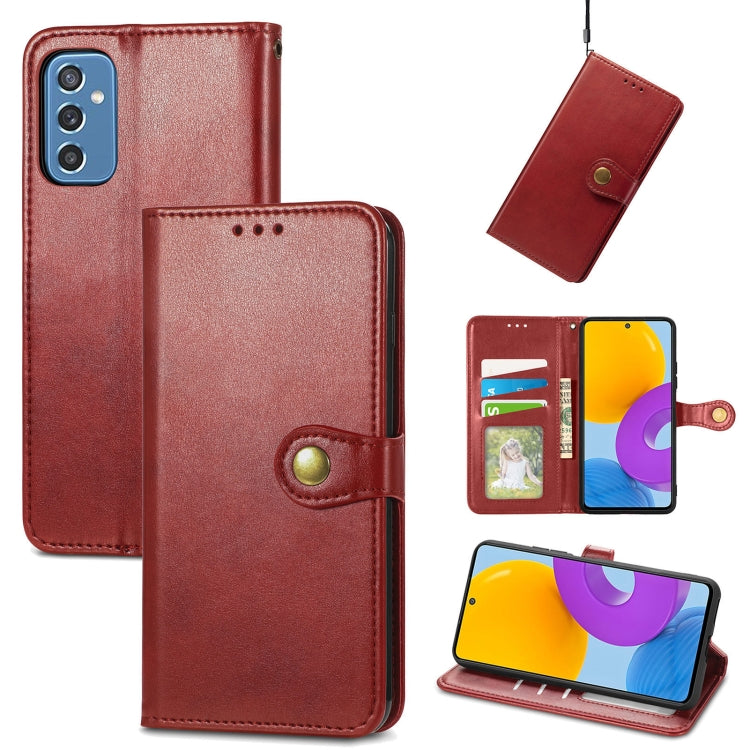For Samsung Galaxy M52 5G Solid Color Leather Buckle Phone Case