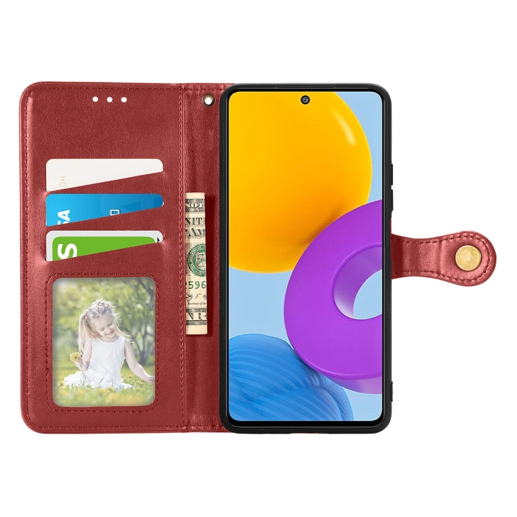 For Samsung Galaxy M52 5G Solid Color Leather Buckle Phone Case