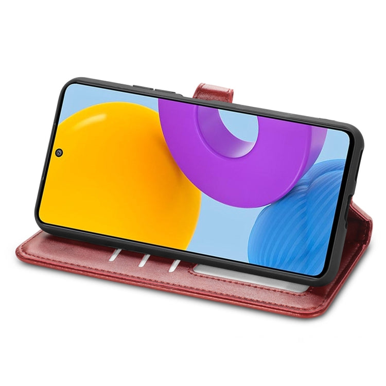 For Samsung Galaxy M52 5G Solid Color Leather Buckle Phone Case