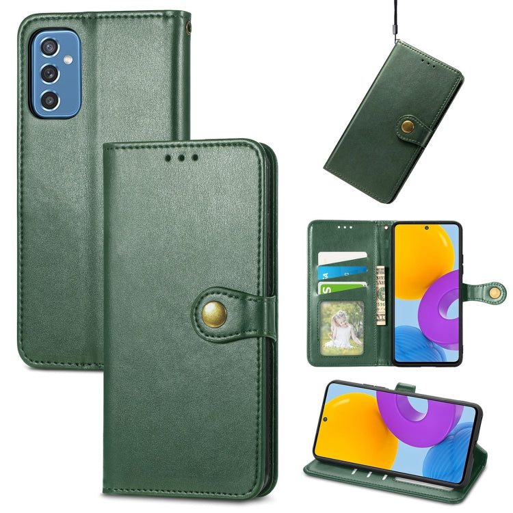For Samsung Galaxy M52 5G Solid Color Leather Buckle Phone Case