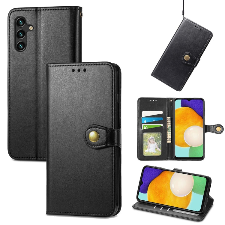 For Samsung Galaxy A13 5G Solid Color Leather Buckle Phone Case