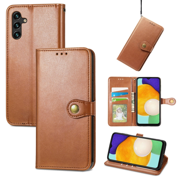 For Samsung Galaxy A13 5G Solid Color Leather Buckle Phone Case
